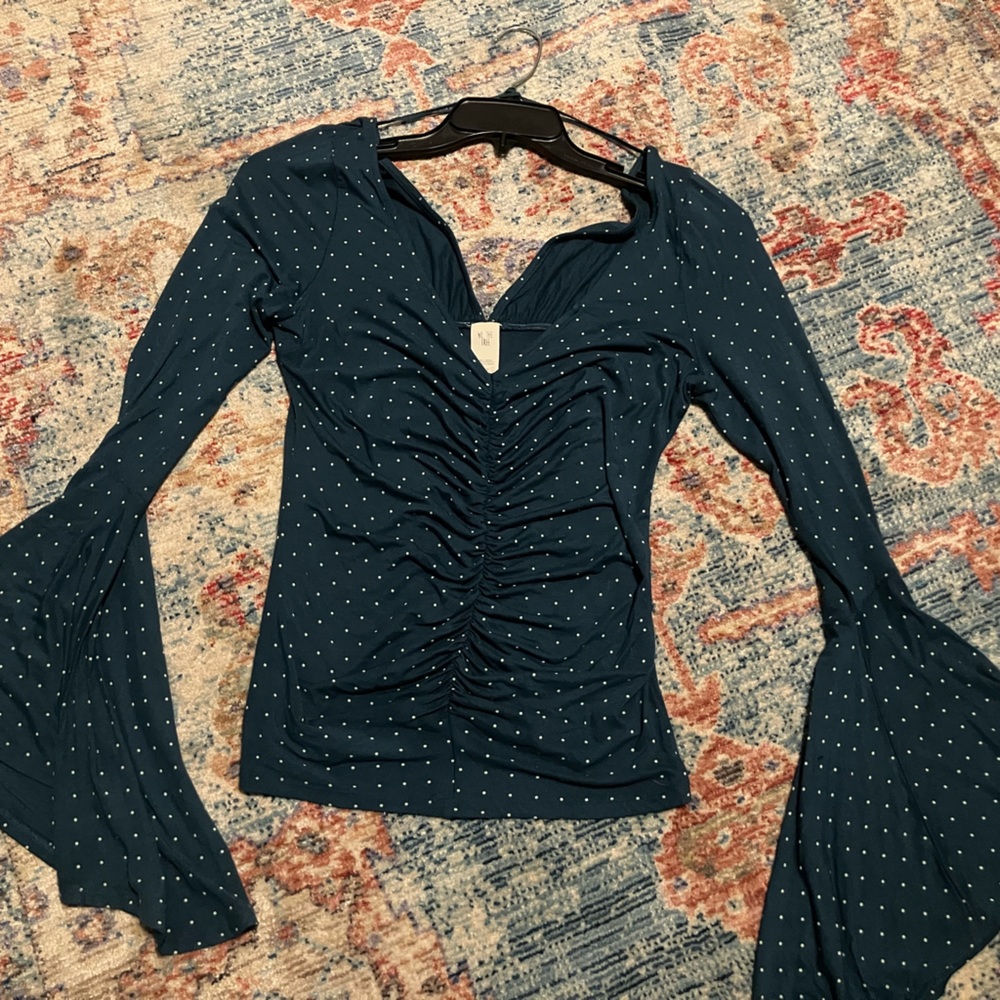 We The Free Teal Polka Dot Top